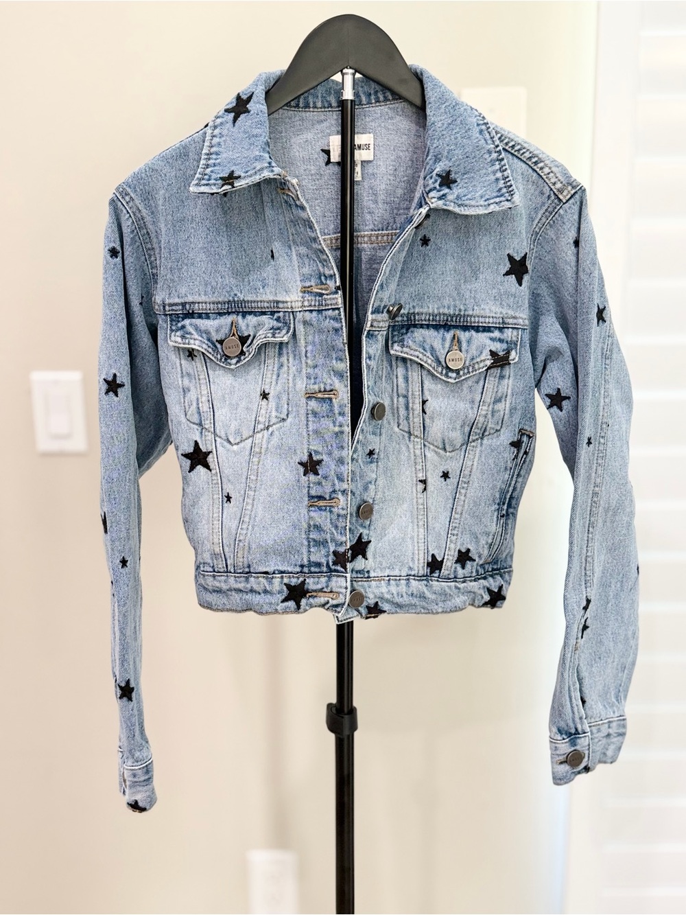 90s STAR DENIM JACKET CROPPED GRUNGE AMUSE SOCIETY
